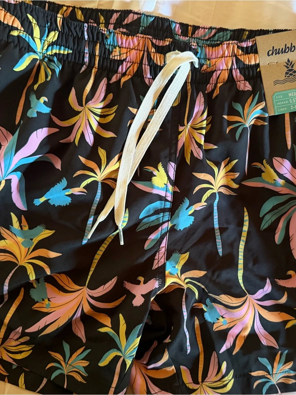 chubbies Black Tropical Floral Print Men’s Swimsuit